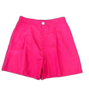 Karen Kane Pollee High Rise Pleat Front Shorts Hot Pink Linen Blend Size Medium